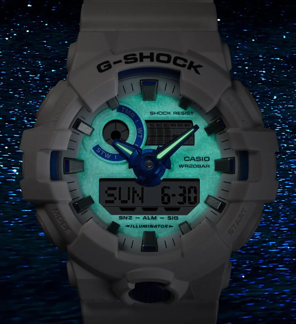 G-Shock GA-700HDS-7A – Hidden Glow White &amp; Blue Edition