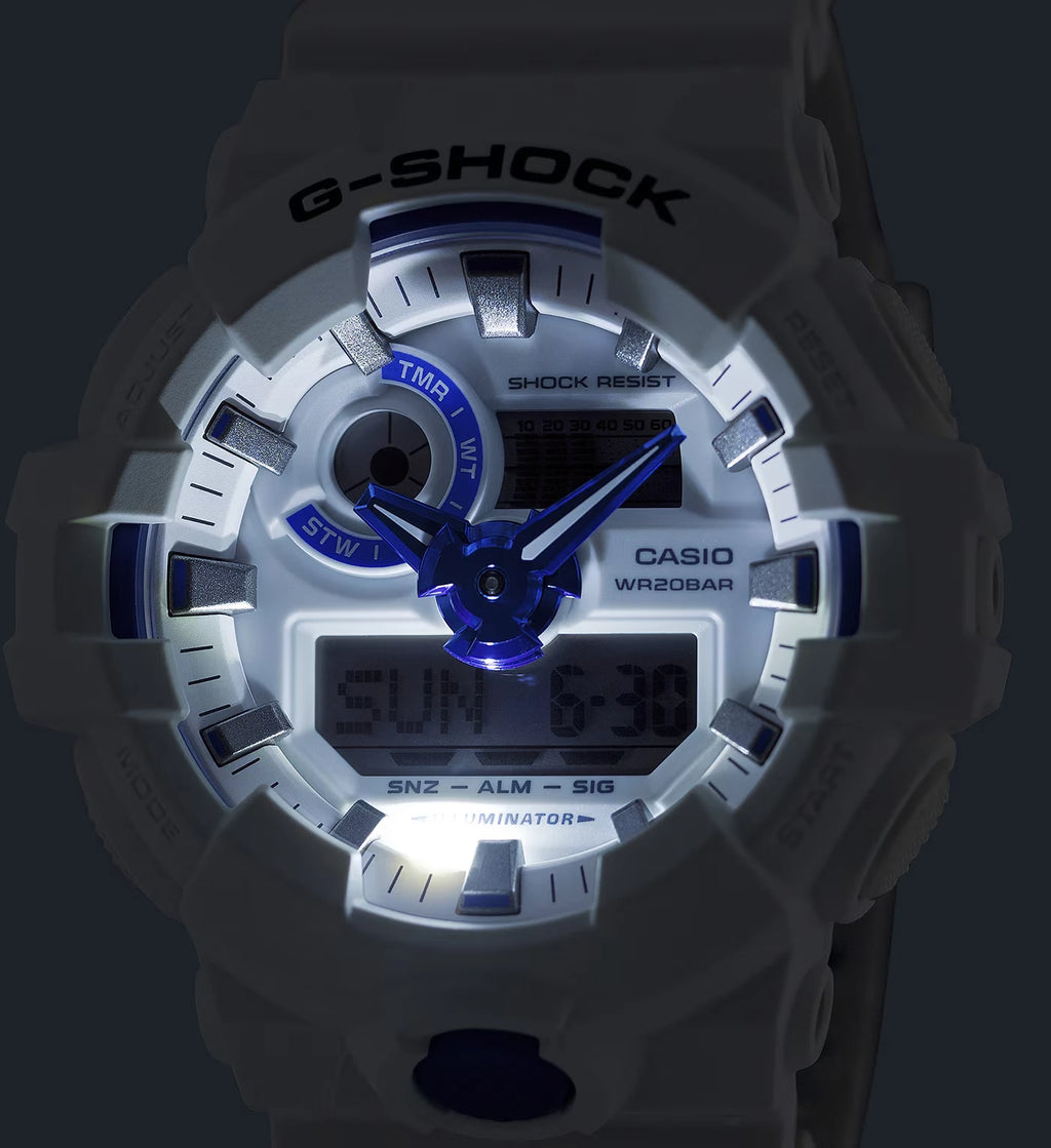 G-Shock GA-700HDS-7A – Hidden Glow White &amp; Blue Edition